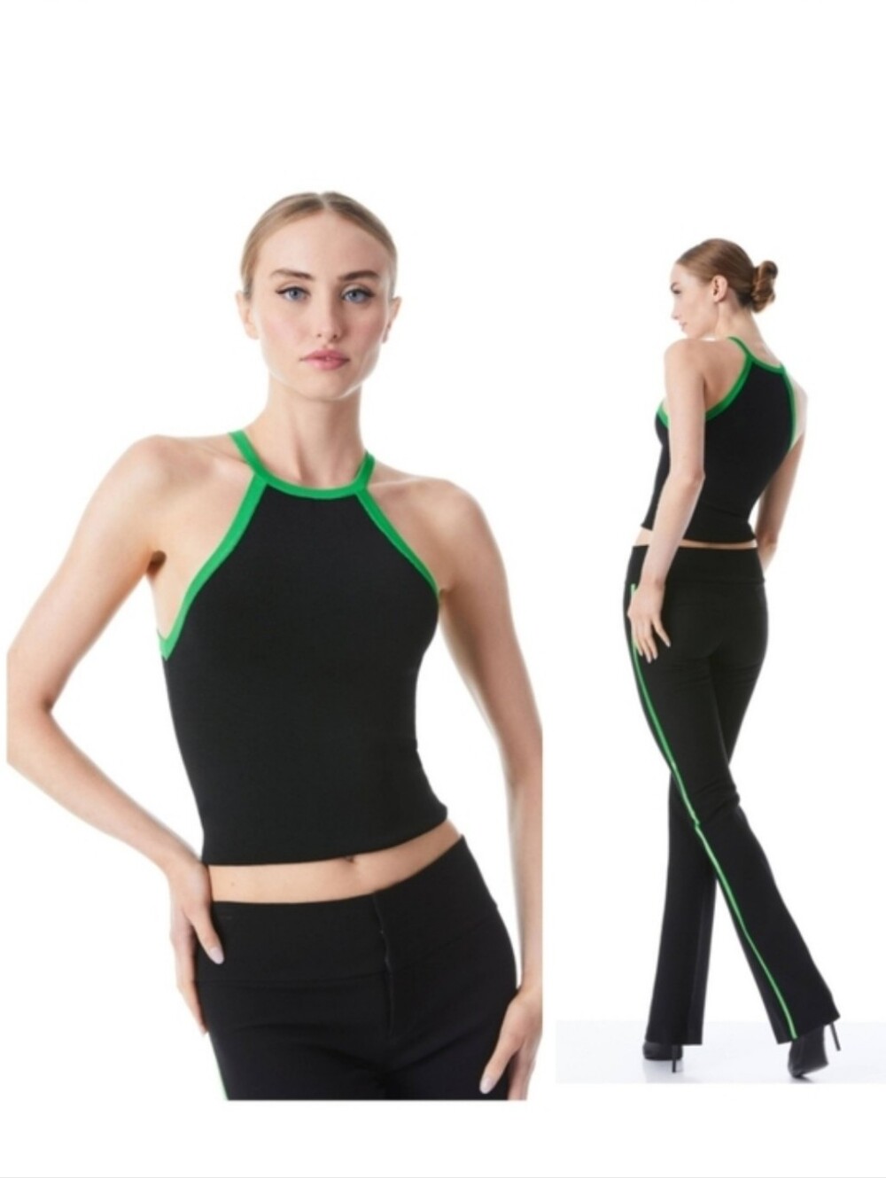 Alice + Olivia heidi halter crop top and bootcut pant matching Set Size 2 - Picture 2 of 15
